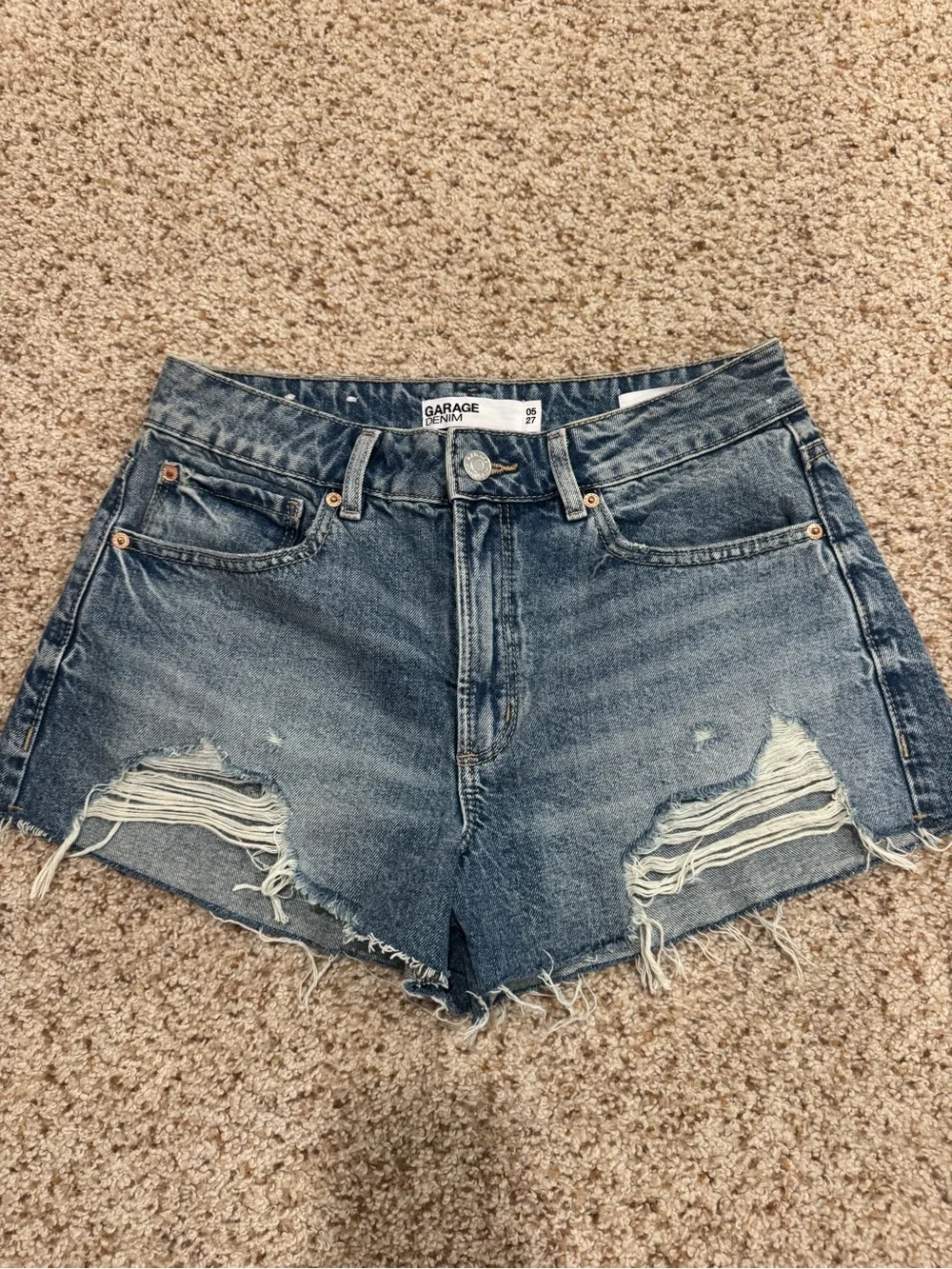 Garage Women's Distressed Blue Denim Shorts